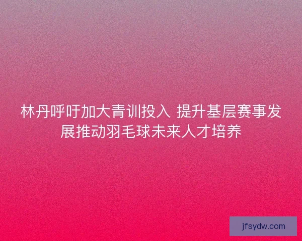 林丹呼吁加大青训投入 提升基层赛事发展推动羽毛球未来人才培养